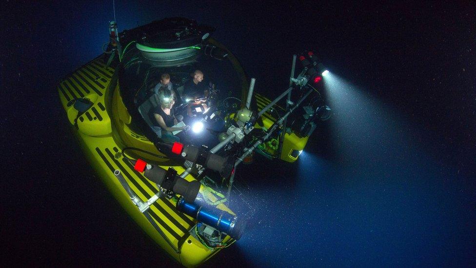 Blue Planet crew in a submersible