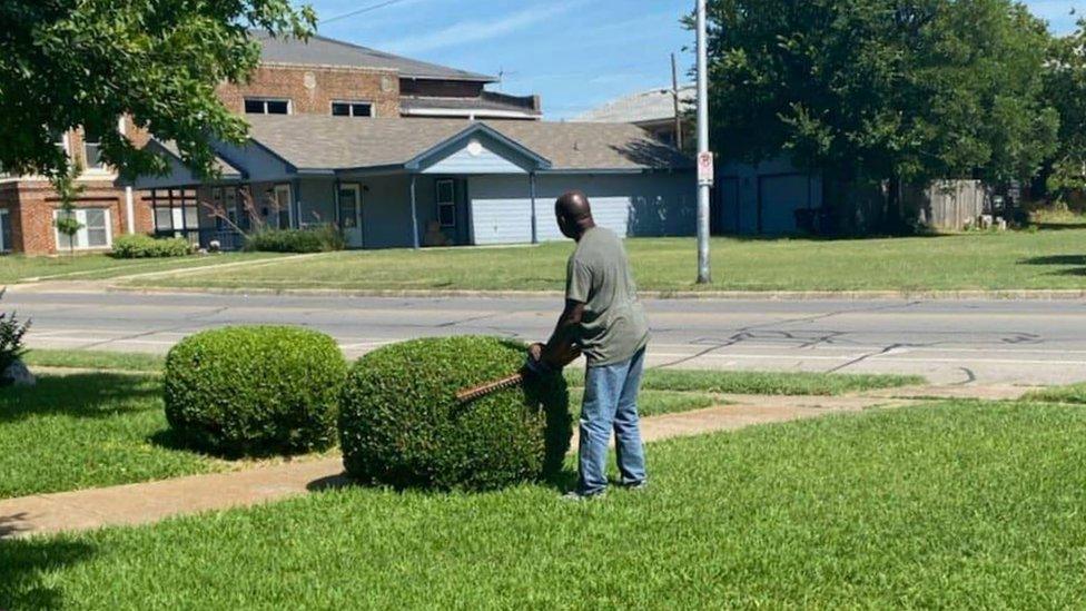 James Smith tends to his garden