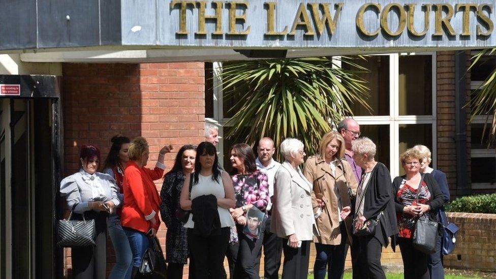 The families of Hillsborough victims await the arrival of those facing charges