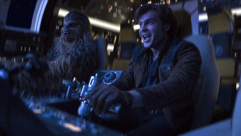 Alden Ehrenreich with Chewbacca (Joonas Suotamo) in Solo: A Star Wars Story