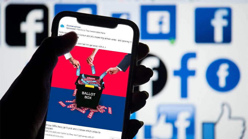 Mock-up of Facebook ad on a smartphone