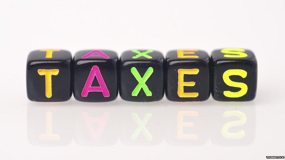 Taxes written on dice