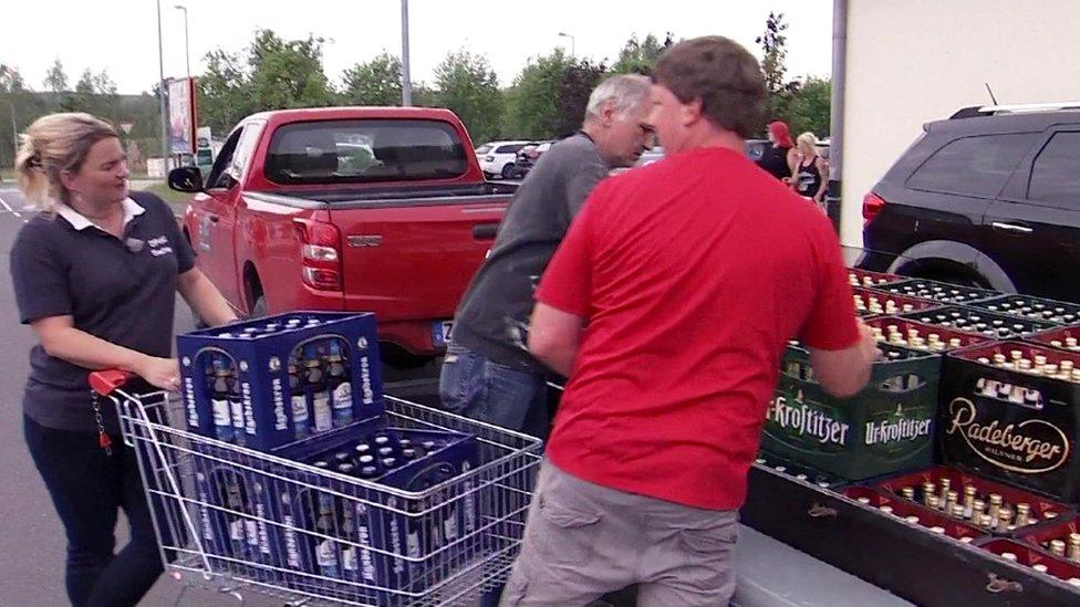 Ostritz locals with beer