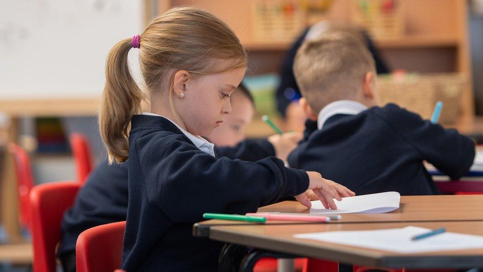 Children in class on the first day back to school at Arbours Primary Academy in Northampton