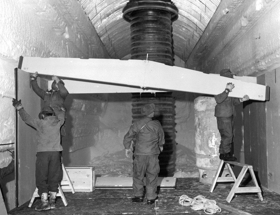 The construction of Camp Century in Greenland