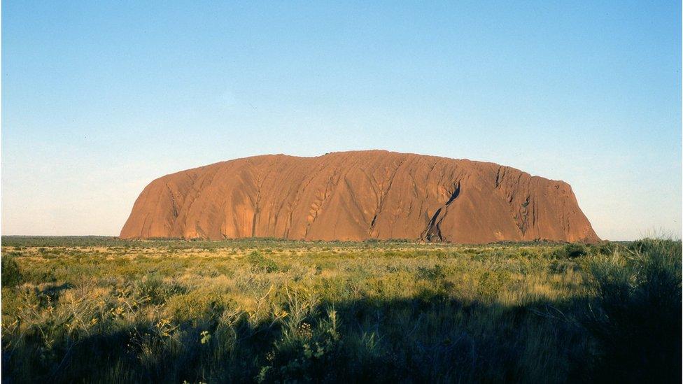 Wide shot of Uluru