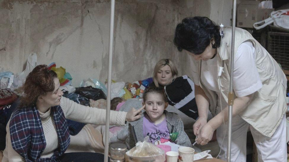 Young patient is treated in the basement of the Children's Hospital in Kyiv