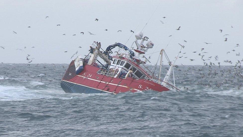 Herring boat ran aground at Ardglass