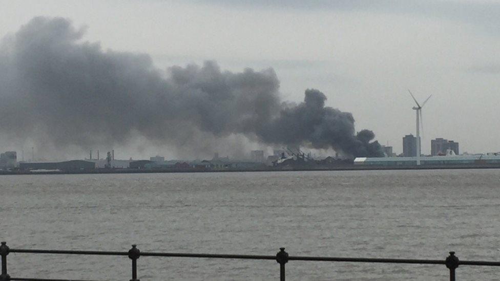 Fire at Alexandra Dock in Bootle