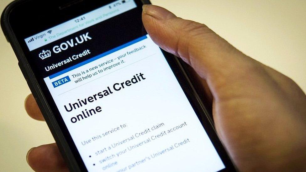 Government website showing Universal Credit application