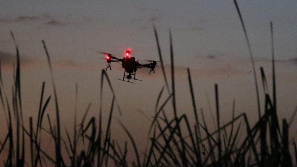 Drone in the night sky