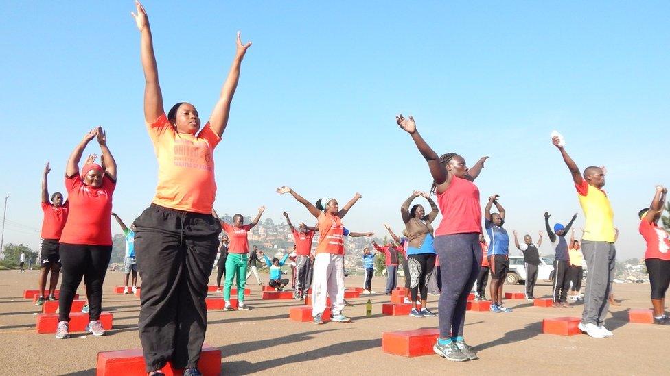 Fitness class in Kampala