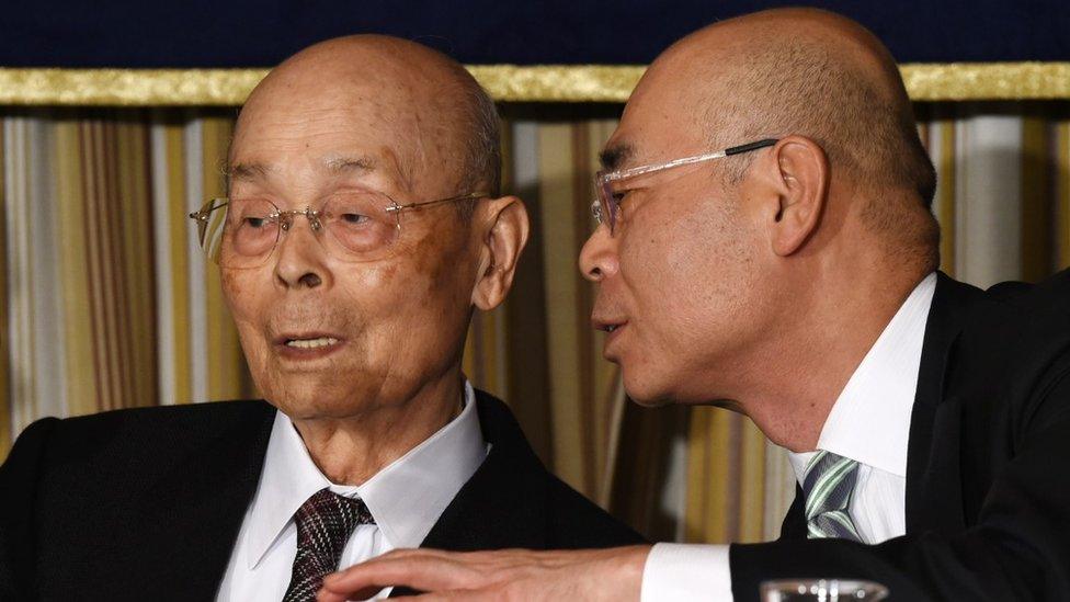 Jiro Ono, left, and his son, Yoshikazu Ono