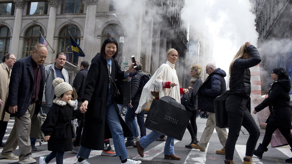 Shoppers in New York