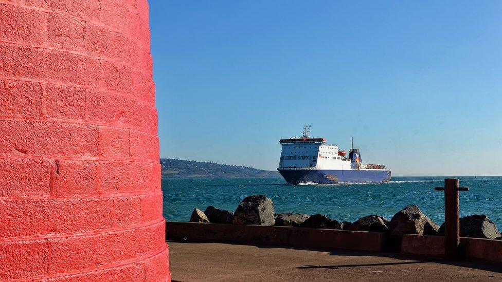 A ferry approaches Dublin port