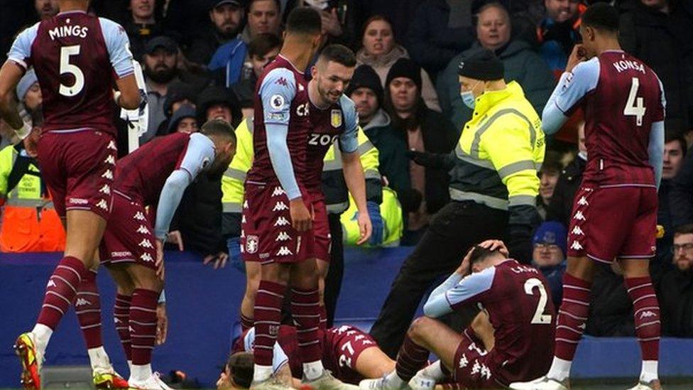 Cash was struck celebrating Villa's goal by Buendia