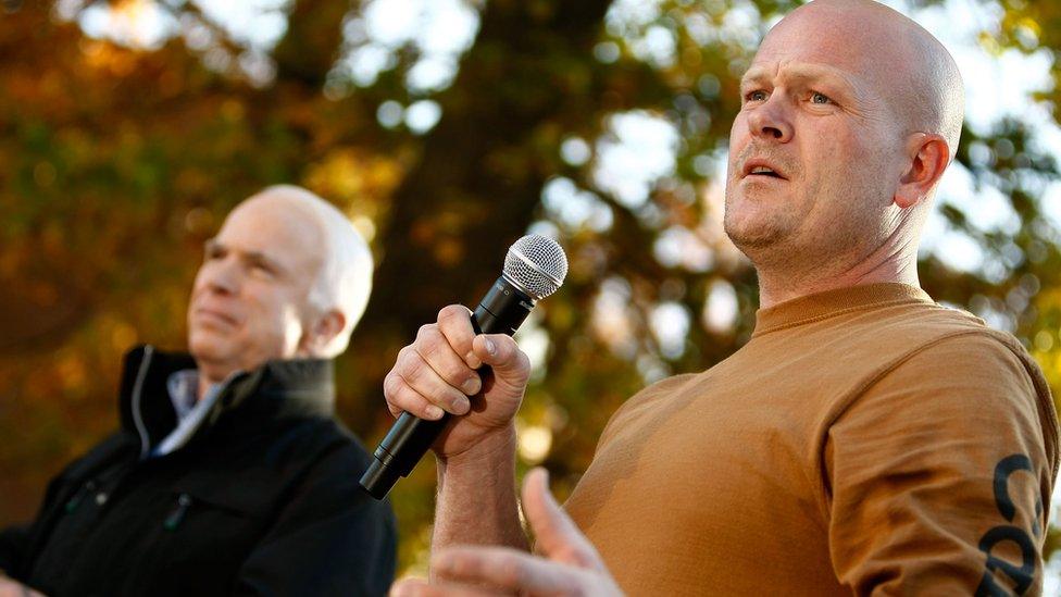 Joe the Plumber (r) with Republican presidential candidate John McCain