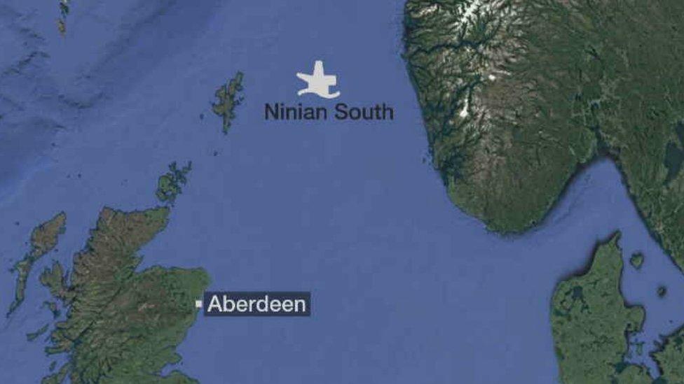 Map showing Ninian South oil platform