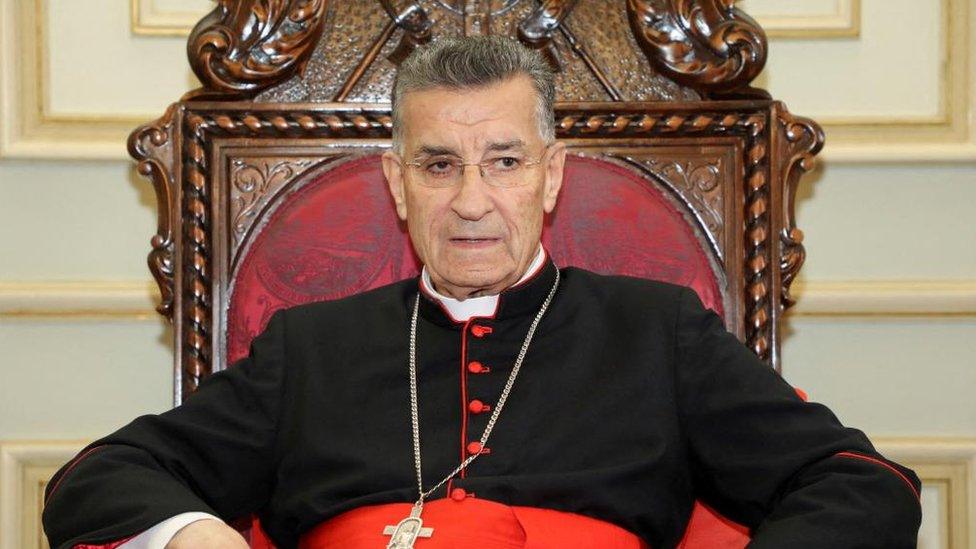 Maronite Patriarch Bechara Boutros Al-Rai pictured during a meeting in Bkerke, Lebanon in 2021.