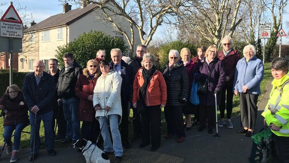 Local residents of Menai Bridge opposing plans to cut their bus service