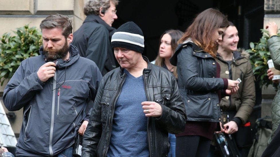 Irvine Welsh on the set of T2