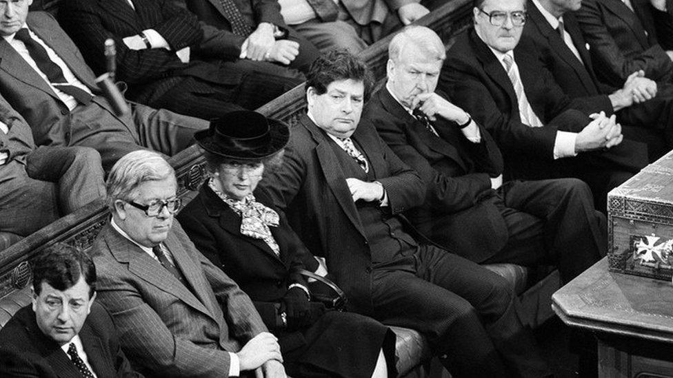 Margaret Thatcher and her ministers in the House of Commons in 1986