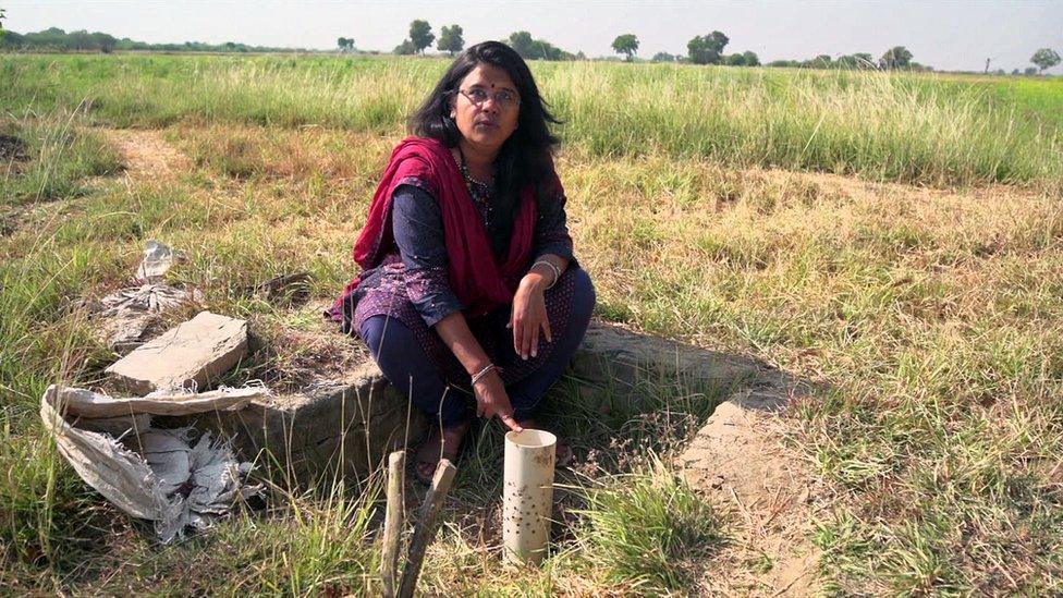 Trupti Jain demonstrating a bhungroo