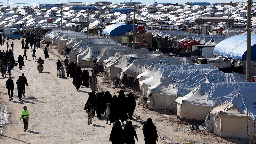 The al-Hol camp in Syria where women and children linked to IS are held