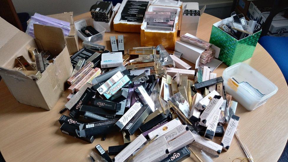 Counterfeit make-up which has been seized