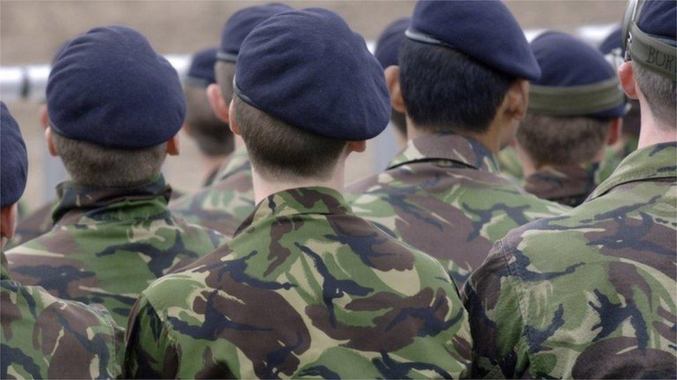 Young army cadets marching