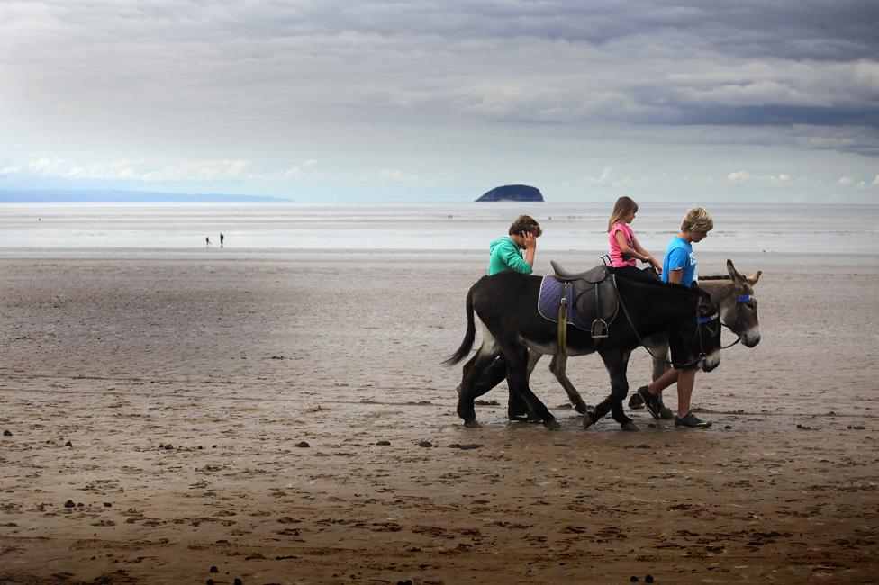 Donkey ride on Weston beach