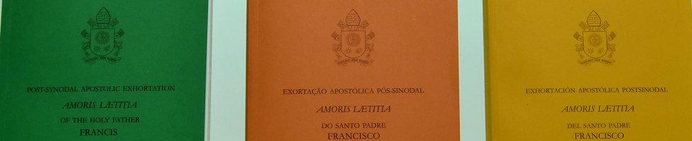 Copies of the new document at the Vatican, 8 April