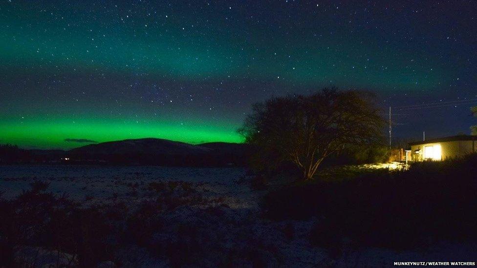 Green glow from Northern Lights