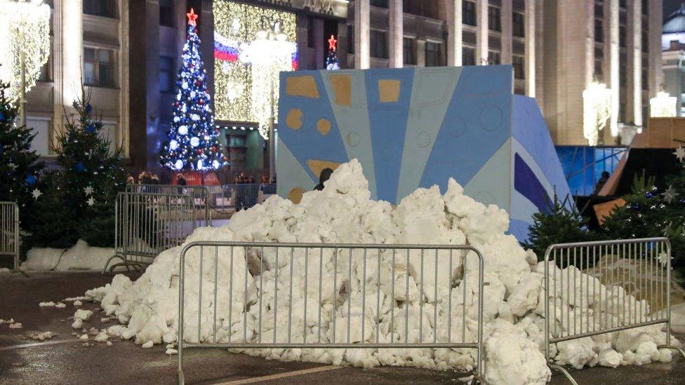 artificial snow in moscow.