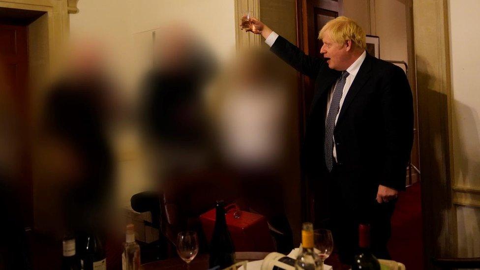 Boris Johnson pictured at a lockdown event