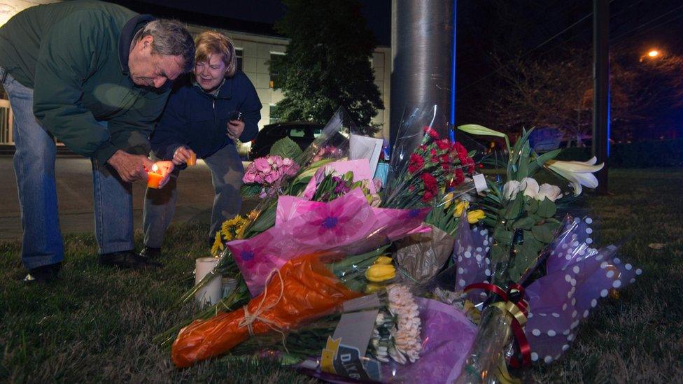 Flowers laid outside Belgian embassy in Washington DC. 23 March 2016