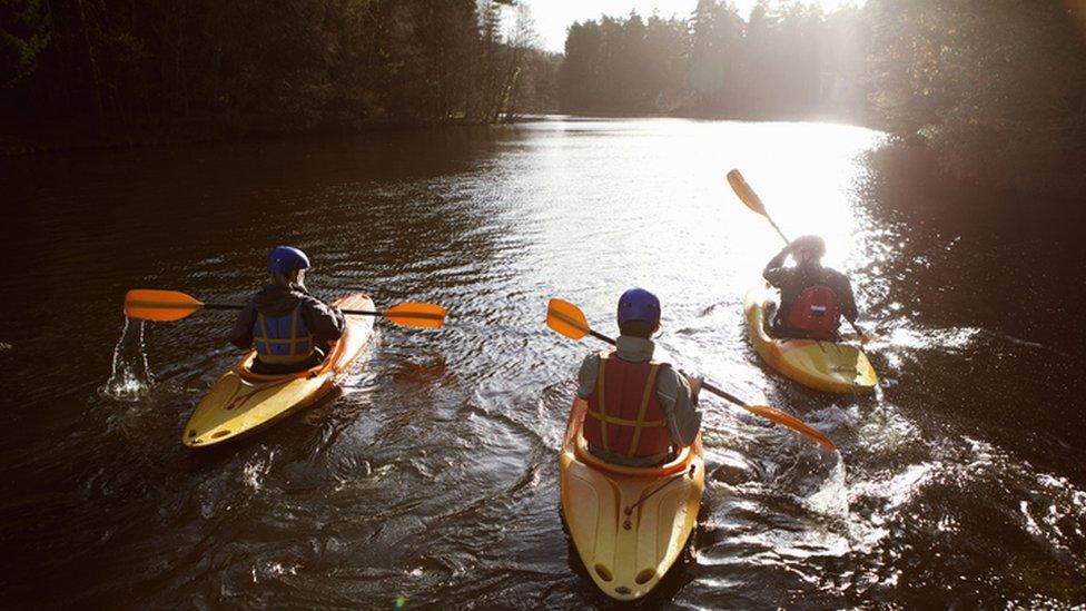 Kayakers on a lake