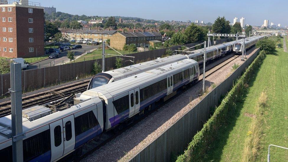 Crossrail trains in Abbey Wood