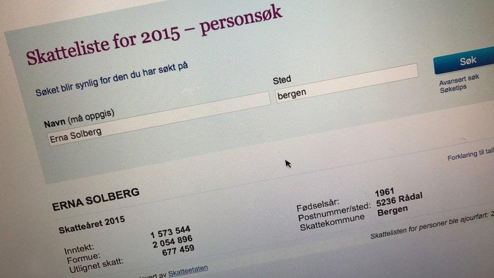 Income, Assets and Calculated Tax of Norwegian Prime Minster Erna Solberg