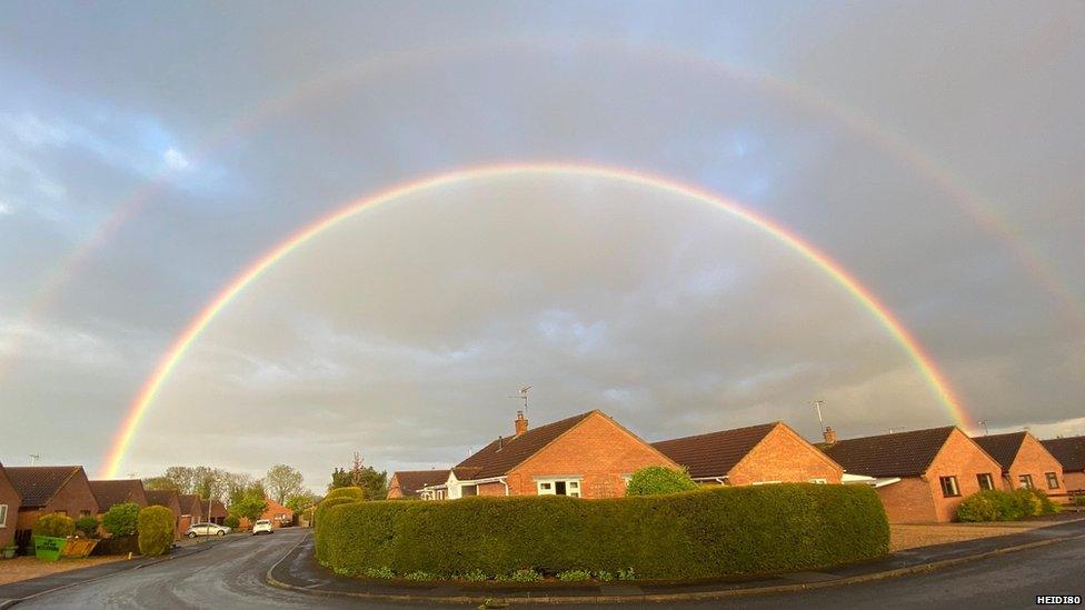 Double rainbow over Hanthorpe in Lincolnshire