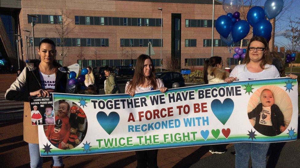 Supporters outside of Alder Hey Children's Hospital