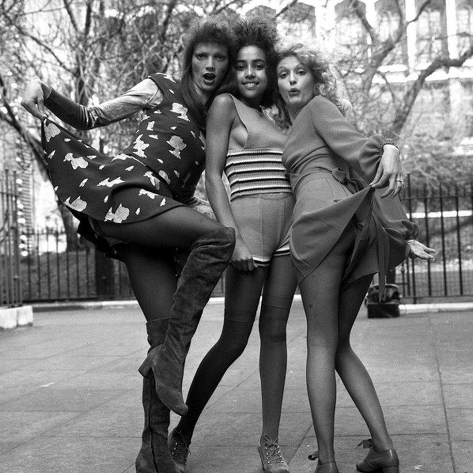 Three models display the latest Mary Quant designs at a London showing