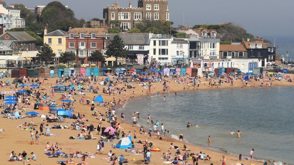 People on the beach in Broadstairs, Kent