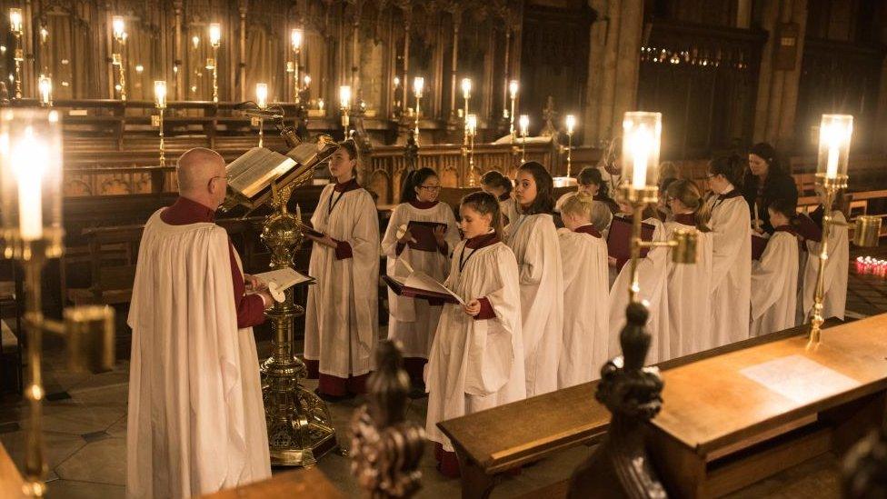 The choir at Ripon Cathedral prepare for Candlemas