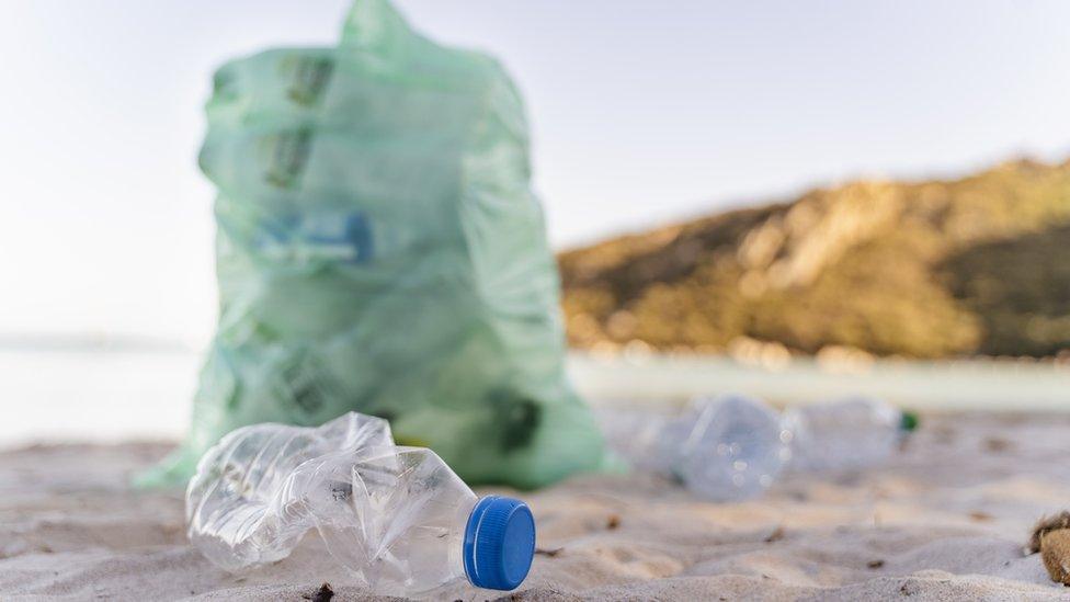 plastic on beach