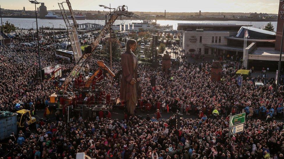 Crowds on Liverpool Waterfront