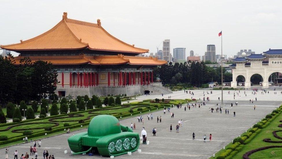 Tank man balloon in Taipei