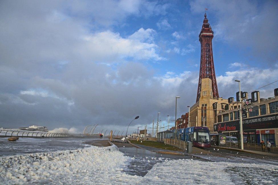 Blackpool Tower and seafront in January