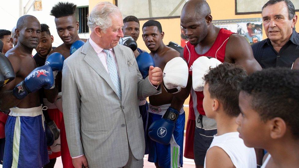 Prince Charles visits the Rafael Boxing gym in Old Havana