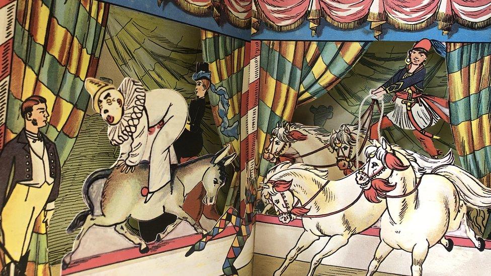 Victorian pop-up book of a circus